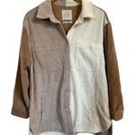 Stoosh  Neutral Colorblock Corduroy Shacket Jacket Shirt Women’s Size Medium Photo 0