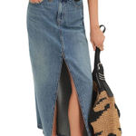 Free People  We The Free Nothing Better Denim Maxi Skirt Size 10 Classic 90s Photo 0