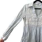 ZARA  Embroidered Shirt Mini‎ Dress Light Blue Small Photo 4