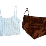 ZARA NWT forever 21 crop top tank top bundle women’s S brown stain/blue ribbed Photo 0