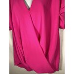 Vine & Love  Hot Pink Wrap Short Sleeve V-Neck Top Vacation Work Size Small Photo 3