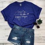 Gildan Happy Camper Adventure Women’s X-Large T-Shirt Short Sleeve Purple Photo 0