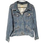 Carhartt Denim Snap Jacket Women's XL Blue WJ001 Ladies Jean Work Outerwear Photo 0