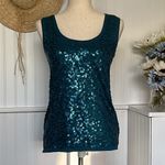 Loft Turquoise Sequin Embellished Tank Top Photo 2