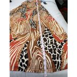 Alyn Paige Brown Orange Halter Neck Wood Beads Animal Print Maxi Dress Cruise Photo 5