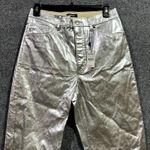 EXPRESS  Leather Pants Womens 6 Silver Metallic 5 Pockets Straight Leg Outdoor Photo 1