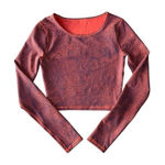 Lululemon  Wunder Train Cropped Long Sleeve Shirt Crackle Glaze Vintage Orange La Photo 0