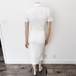 Anthropologie [] White Textured Collared Short Sleeve Midi Shirt Dress NWT Large Photo 2