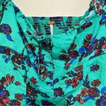 Free People NWT Hilary Printed Top Green Smocked Floral Blouse Size XS Boho Photo 3