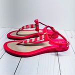 Cole Haan Red Natural Bow Stripe T Strap Sandals Size 7B Photo 5