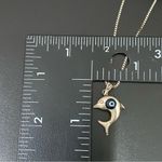 Unique Vintage 925 Sterling Silver Dolphin Blue Evil Eye Pendant 24” Necklace 7g Photo 8