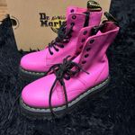 Dr. Martens  31295 pink leather platform zipper lace up boots booties shoes 7 new Photo 4
