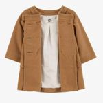 OshKosh Stylish tan pea coat with double-breasted buttons. Features a charming bow accent. Perfect for keeping warm. Photo 1