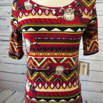 LuLaRoe Santa Claus Ugly Christmas Shirt NWT Womens size Small Blouse Gigi AOP Photo 0