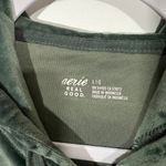 Aerie Velour Jacket Hoodie Sage Green Size Large Crop Length Real Good Photo 5