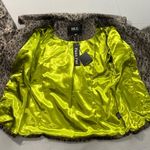 BKE Jacket Womens L Animal Print Faux Fur Gray Peacoat Double Breasted Cheetah Photo 6