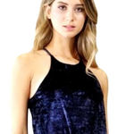 Greylin  Navy Blue Velvet Spaghetti Strap Halter Neckline Clarissa‎ Bodysuit XS Photo 0