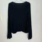 American Eagle soft and sexy black long bell sleeve v-neck drapey blouse, size S Photo 5