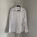 Free People NWT Loveland Women’s White Button-Up Long Sleeve Windowpane Plaid Size L Photo 2