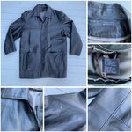 Vintage Genuine Black Leather Collared Jacket w/ Purple Lining Size L Photo 6