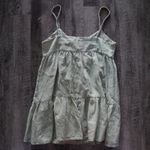 ZARA NWT Olive Green Babydoll Dress Size Medium Sage Tiered Mini Flowy Photo 3