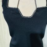 Cache  Black Ribbed Halter Top Rhinestone Embellished Neckline Evening Goth Sz M Photo 1