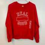 Old Navy NWT  'Real Good' Red Pullover Unisex Sweatshirt Size Small Photo 0