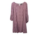 Torrid  Dusty Rose Eyelet Challis Bell Sleeve Drop Waist Dress Size‎ 1X Photo 4