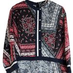 SheIn  Curve 3XL Black Red Bandana Paisley Print Boho Long Sleeve Maxi Dress Photo 2