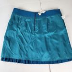 J.Crew Factory Pleated Mini Skirt Teal Blue Flare Flowy Zippered Women's Size 14 Photo 6