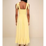 Lulus NWOT Summer Invite Yellow Tie-Strap Woven Chiffon Tiered Midi Dress XL Photo 6