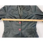 Vintage Dark Green Leather Jacket Button‎ Front Fitted Lined Cropped I.E. Y2K Pink Size L Photo 5