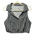 SO  Houndstooth Crop Top‎ Sleeveless Collared Blouse Black White, L Photo 0