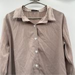 SheIn  Curve Beige Tan High‎ Low Long Sleeve Button Down Shirt Size 0XL Photo 1