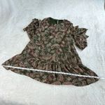 Very J  Ruffle Tunic Top Dress Sz L Green Paisley Boho Cottage 70s Festival Retro Photo 10