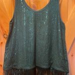 Zaful Sequin Fringe Tank Top - Green Photo 0