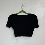 ZARA  Black V-Neck Ribbed Ruched Crop Top Sz M Photo 5
