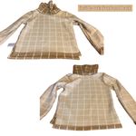 J.Crew  TAN & WHITE SQUARE PATTERN COWL NECK PULL OVER SWEATER (S) Photo 6