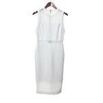 Alice + Olivia White Mesh Panel Sheath Midi Dress Sleeveless Women’s Size 6 Photo 2