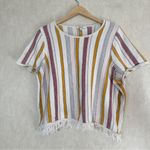 Madewell Women’s Blakley Stripe Sweater Knit Tee Top Pearl Ivory Multicolor 2X Photo 2