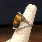 Sterling Silver VINTAGE  Split Head Tension Mount Tigers Eye Ring Photo 2