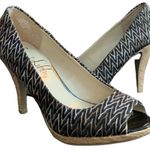 Sam & Libby “Sleger” Black Brown Textured Fabric Peep Toe 4” High Heels Size 7M Photo 12