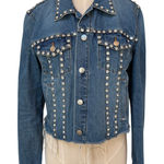 Veronica Beard  Cara Cropped Jean Denim Rhinestone Studded Jacket Photo 0