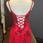 Women’s Red Mermaid Fit Prom Party Dress Sparkly Sequins LaceUpBack Size 2 *READ Photo 4
