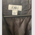Cato Black Brown Belted Faux Leather Jacket Women's Small Button Lined Tie Belt Photo 3