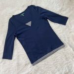 Ralph Lauren Lauren Blue Cotton V-Neck 3/4 Sleeve Sweater Top Size XL Photo 0