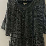 Democracy Black and White Polka Dot Peasant Blouse Size M Photo 0