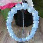 Aquamarine Stone Beads Stretchable Bracelet 7" Photo 0