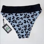 DKNY NWT Leopard Print Bikini Bottoms large blue black high cut Photo 1