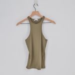 ANINE BING Morgan Rib Tank Tank Khaki Green Womens M High Neck Racerback Stretch Photo 2